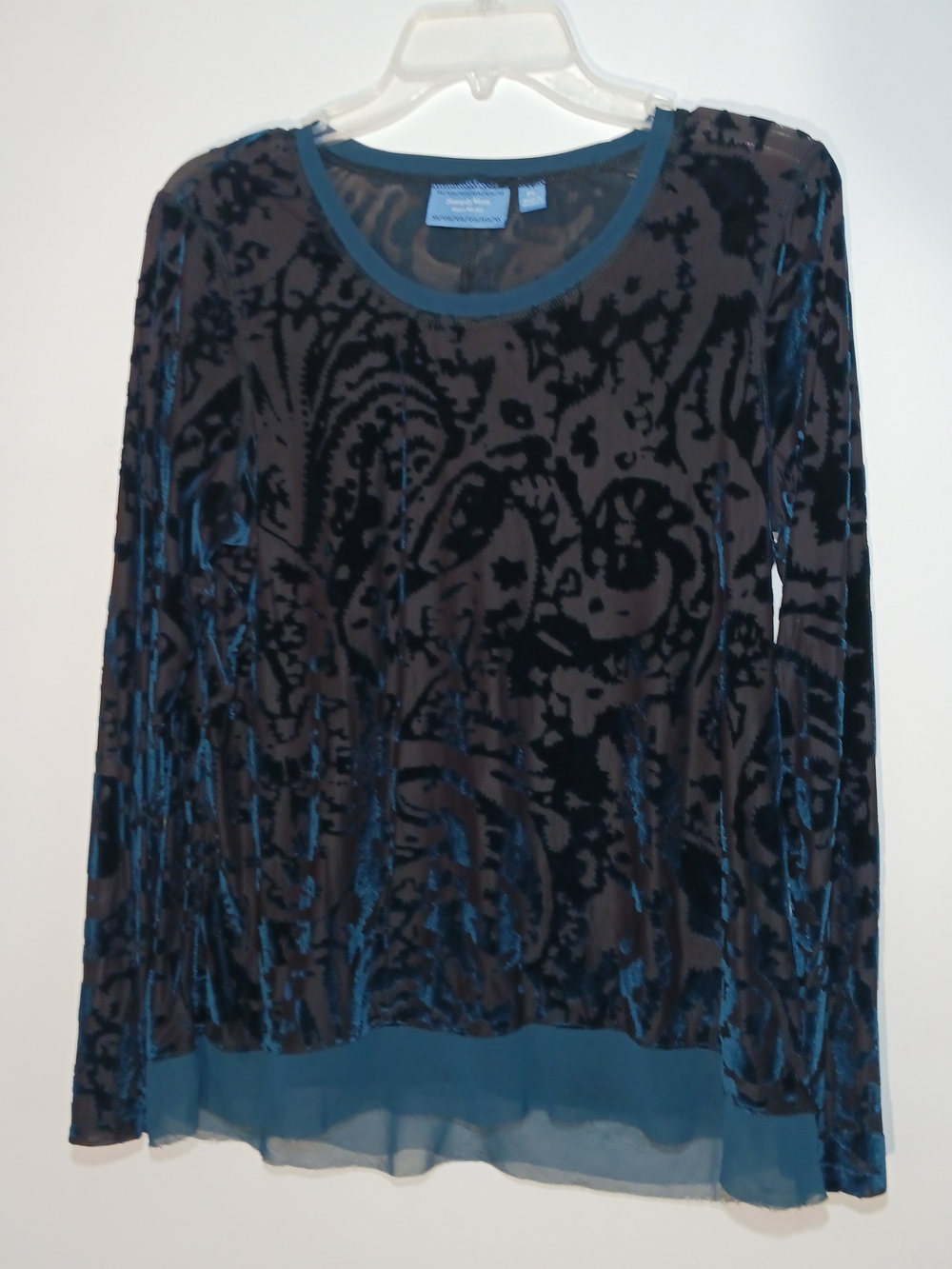 Simply Vera Vera Wang Blue Velvet Burnout Long-Sleeve Blouse